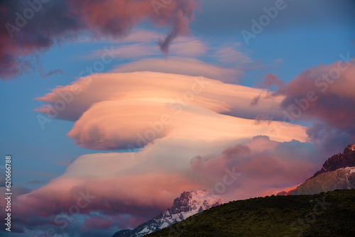 Colorful altocumulus clouds time lapse in a morning sky photo