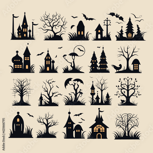 helloween set vector illustration collection design halloween