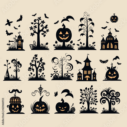 helloween set vector illustration collection design halloween