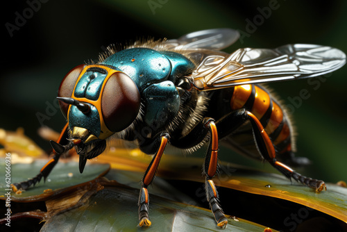 Zoom in on the intricate details of the eyes of a horsefly, capturing the beauty and complexity of nature's creations. Generative Ai, Ai.