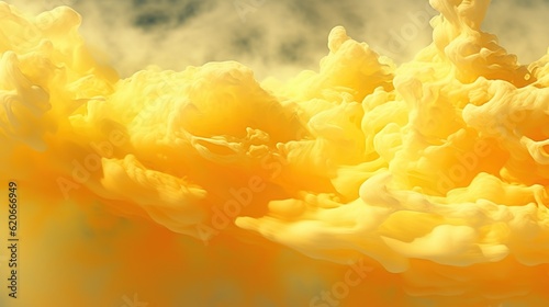 Swirling yellow smoke background. Generative AI. Illustration for banner, poster, cover, brochure or presentation.