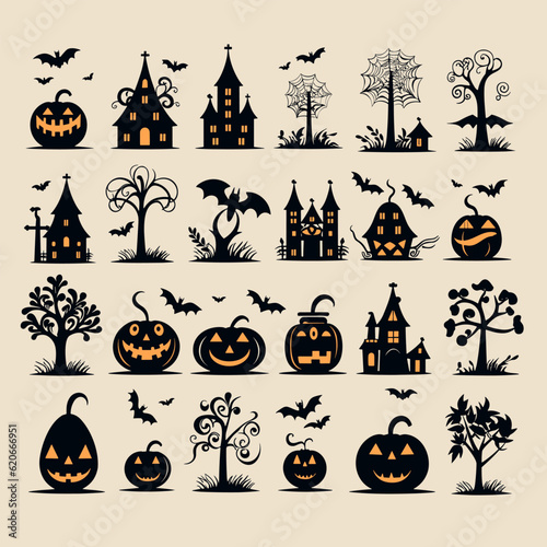 helloween set vector illustration collection design halloween