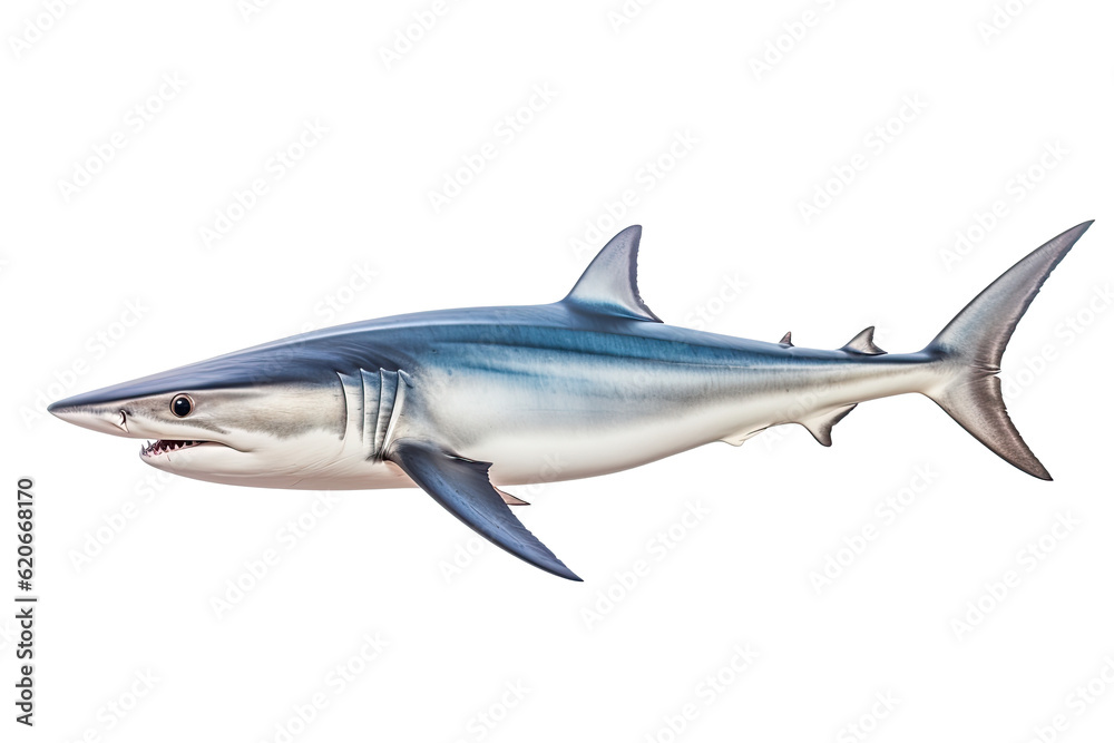 Shortfin mako shark Isurus oxyrinchus, Transparent background. generative AI