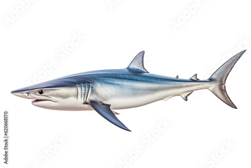 Shortfin mako shark Isurus oxyrinchus, Transparent background. generative AI photo
