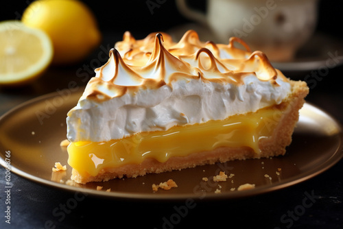 Lemon Meringue Pie on a dark background