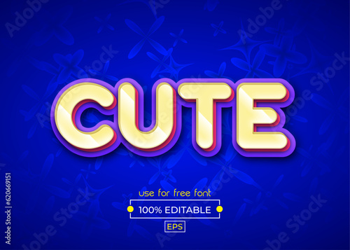 Cute Text Effect Template & editable text effect 3d style