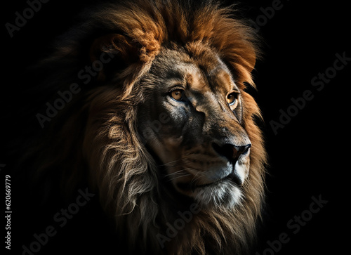 Fierce Beauty: Lion Head Close-Up in Digital Art