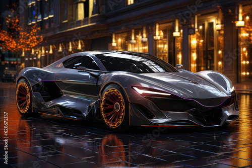Cosmic sports car with a futuristic design. Generative Ai. © Sebastian