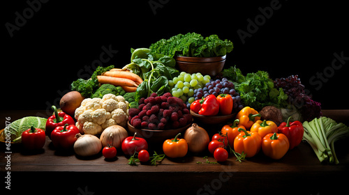 An assortment of vegetables and fruit