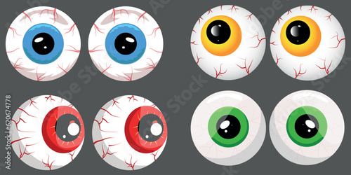 Creepy eyes pair set, Eyeball Halloween symbol