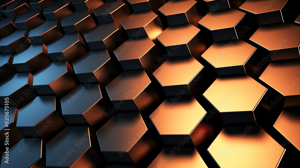Abstract 3d illustration. Black blocks on a black background gold warm lights Abstract 3d illustration. Black blocks on a black background gold warm lights