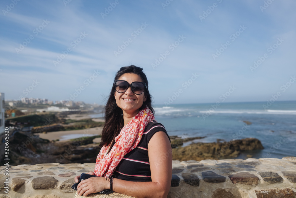 Happy woman on holiday trip Happy woman on holiday trip