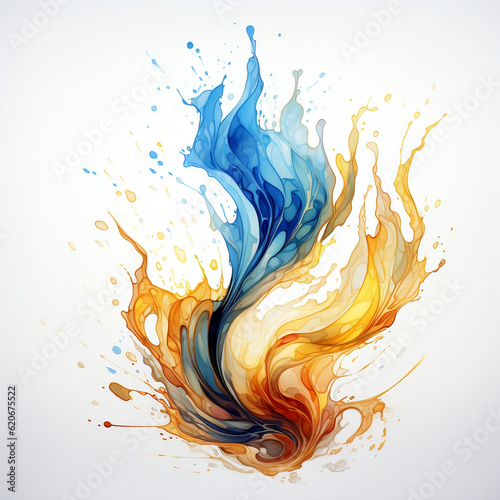 abstract water  and flame wave, Generated AI