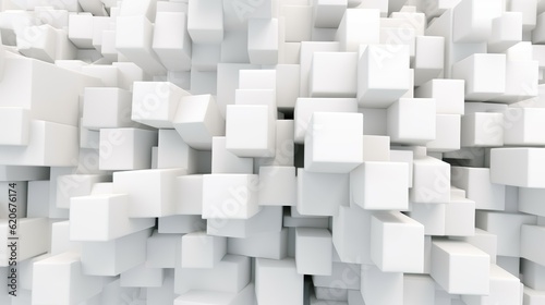 Abstract background of stone white shifted cubes with random offset effect. 3d illustration © Damerfie