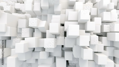 Abstract background of stone white shifted cubes with random offset effect. 3d illustration