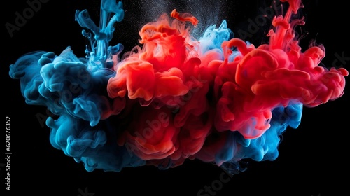abstract multicolored powder splatted on black background, Freeze motion of color powder exploding
