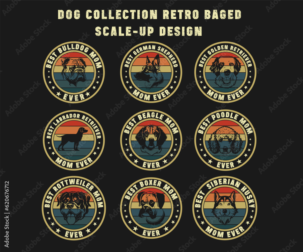 Dog collection retro set of badges and labels design.