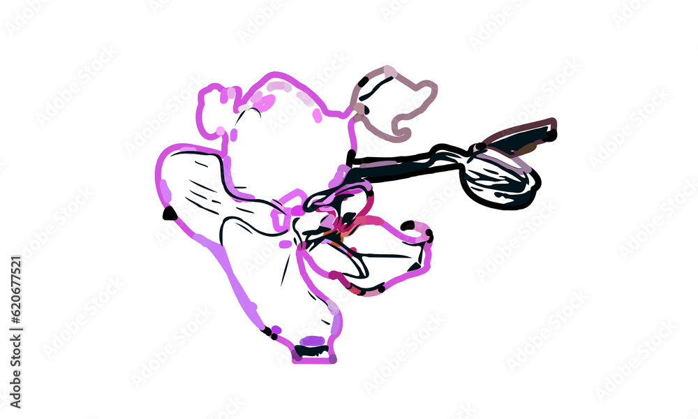 Fototapeta premium Color sketch of an orchid flower with transparent background