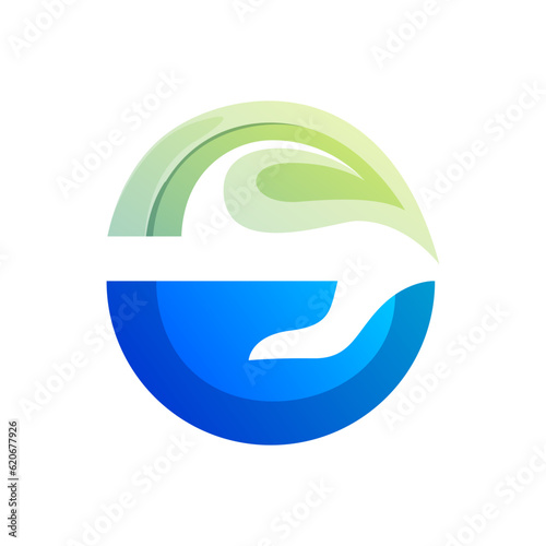 hand and leaf icon logo design