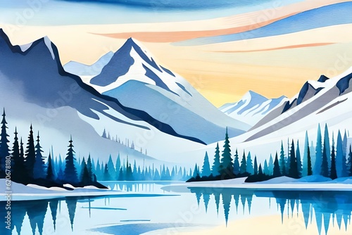 winter landscape with mountains generated ai