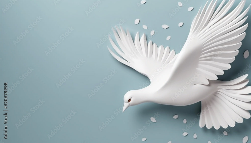 White dove 3d rendered with copy space, symbol of peace, international ...