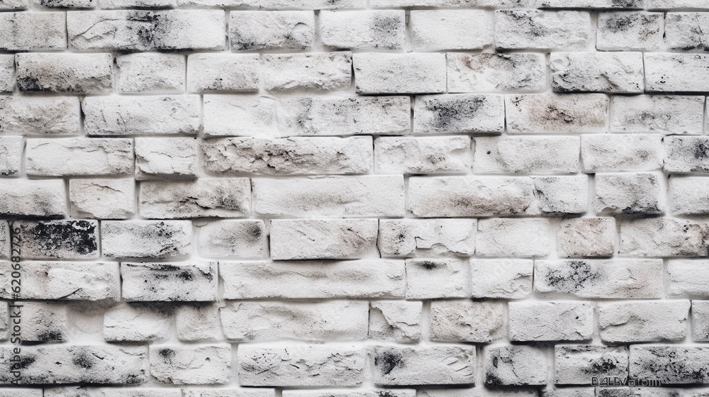 Fototapeta premium White brick wall texture seamless pattern, 3d render illustration. Generative Ai.