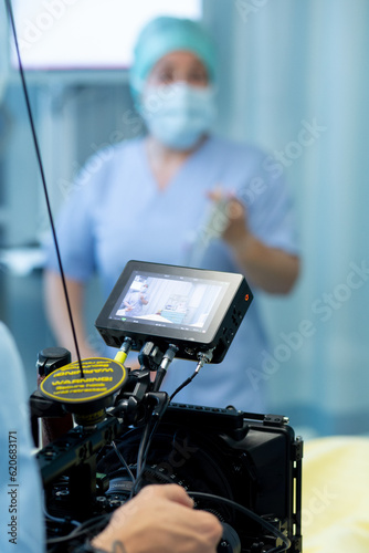 Cameraman shooting hospital film