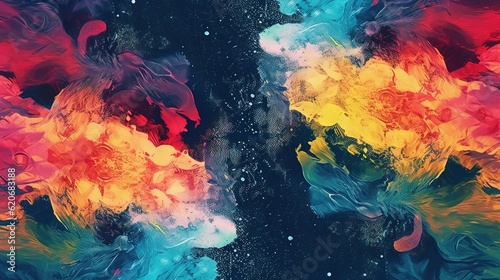  a multicolored background with a black background and a blue background with a red, yellow, and green design on the left side of the image. generative ai
