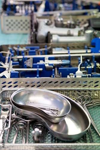 Surgical instruments on table