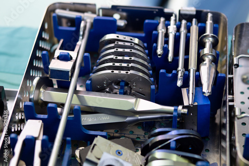 Surgical instruments on table