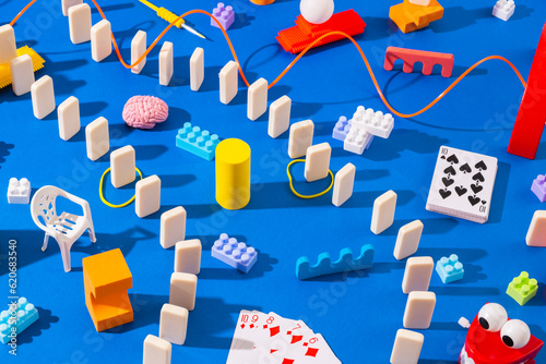 abstractly arranged toys