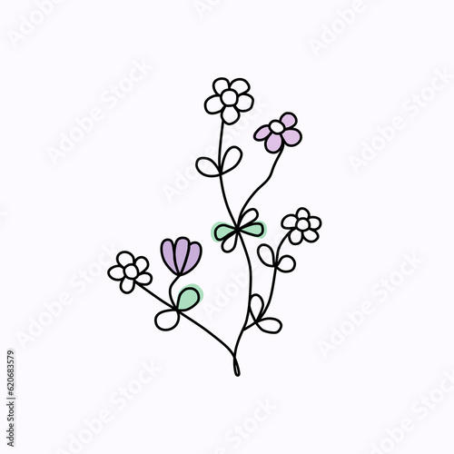wild flowers drawing in line art  simple continuous line