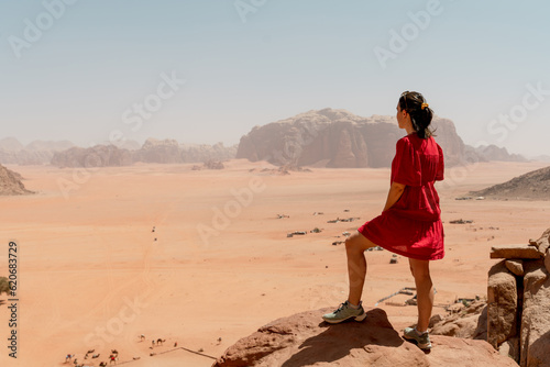Happy woman traveler in Jordan holidays
