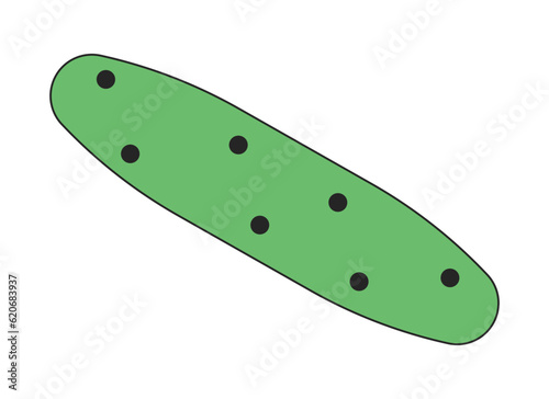 Fresh cucumber flat line color isolated vector object. Organic vegetable. Editable clip art image on white background. Simple outline cartoon spot illustration for web design