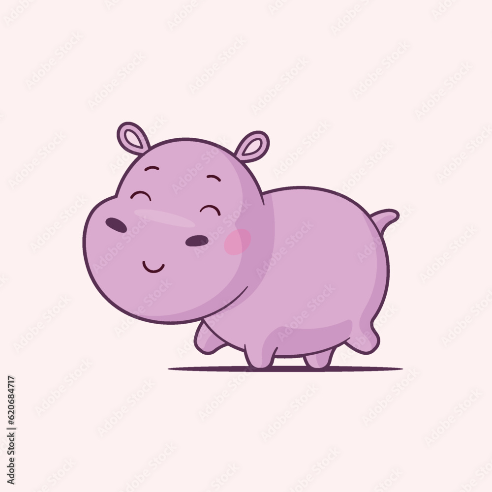Cute kawaii hippopotamus vector cartoon illustration Cute kawaii hippopotamus vector cartoon illustration