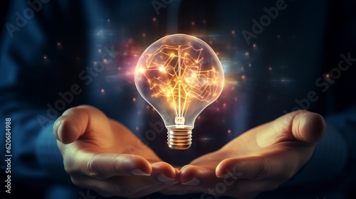 A person holding a light bulb in their hands