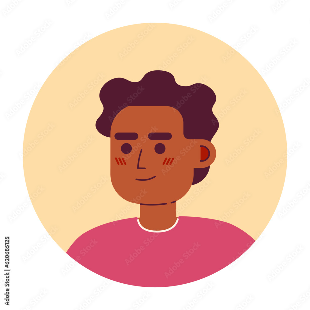 Positive young man semi flat vector character head. Editable cartoon avatar icon. African hair dreadlocks. Face emotion. Colorful spot illustration for web graphic design, animation