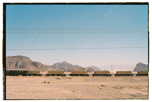 Old train at Wadi Rum desert