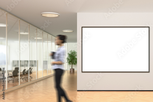 Blank poster on the wall in modern office