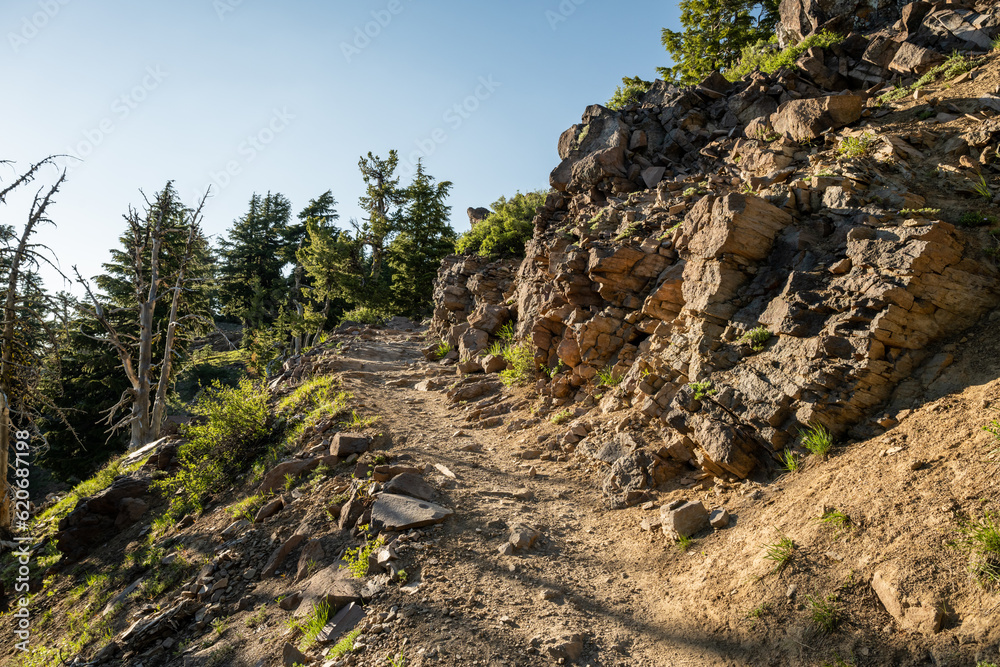 Rocky Trail Climbs Up Garfield Peak In Crater Lake