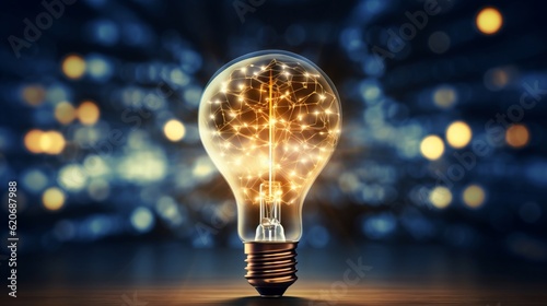 A glowing brain inside a light bulb