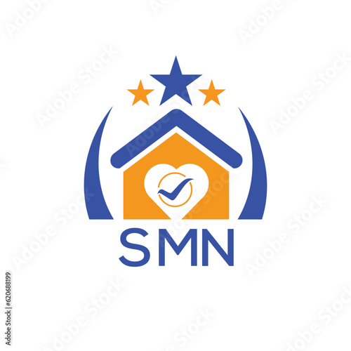 SMN House logo Letter logo and star icon. Blue vector image on white background. KJG house Monogram home logo picture design and best business icon. 
 photo