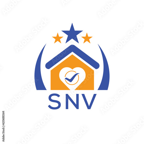 SNV House logo Letter logo and star icon. Blue vector image on white background. KJG house Monogram home logo picture design and best business icon. 
 photo