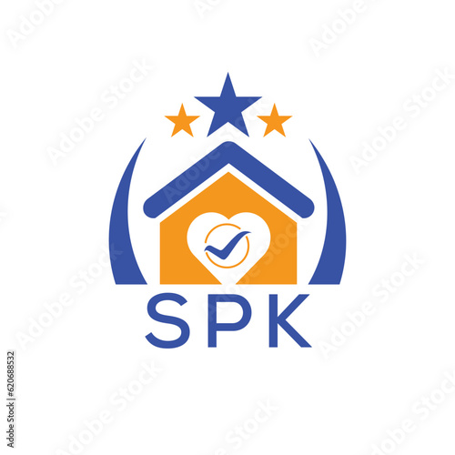 SPK House logo Letter logo and star icon. Blue vector image on white background. KJG house Monogram home logo picture design and best business icon. 
 photo