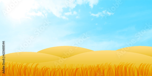 秋　空　草原　風景　背景	