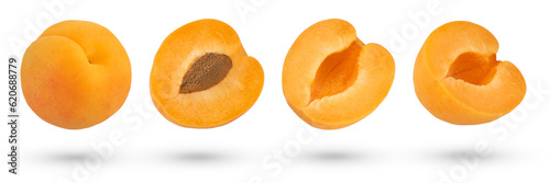 Photographie Pitted apricot slices on a white isolated background