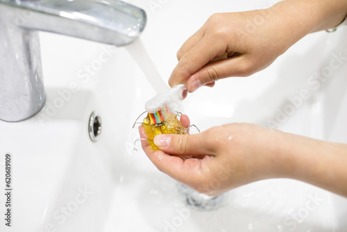 Kids cleans palate dental plate