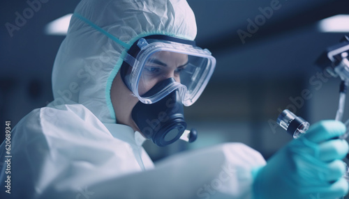 biomedical engineer using medical mask, medical worker