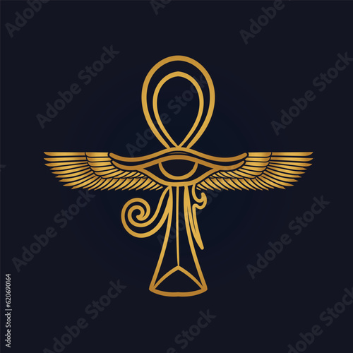 Ankh  Sun God Ra Egyptian wings 