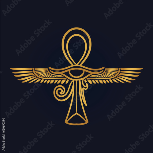 Ankh  Sun God Ra Egyptian wings 